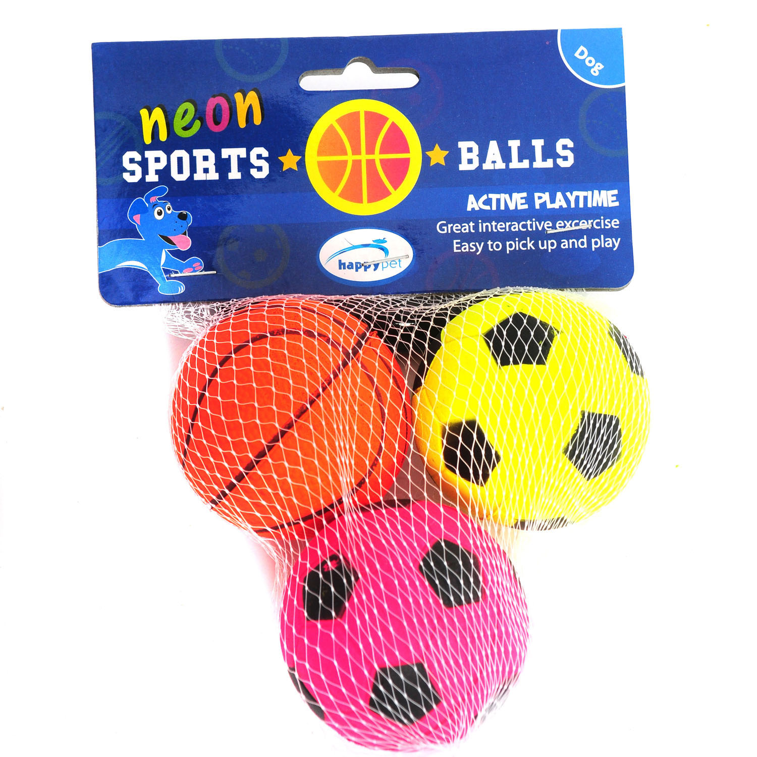 Neon sport balls Rubber ( set van 3 ) Goedkoopdierenspeelgoed.nl